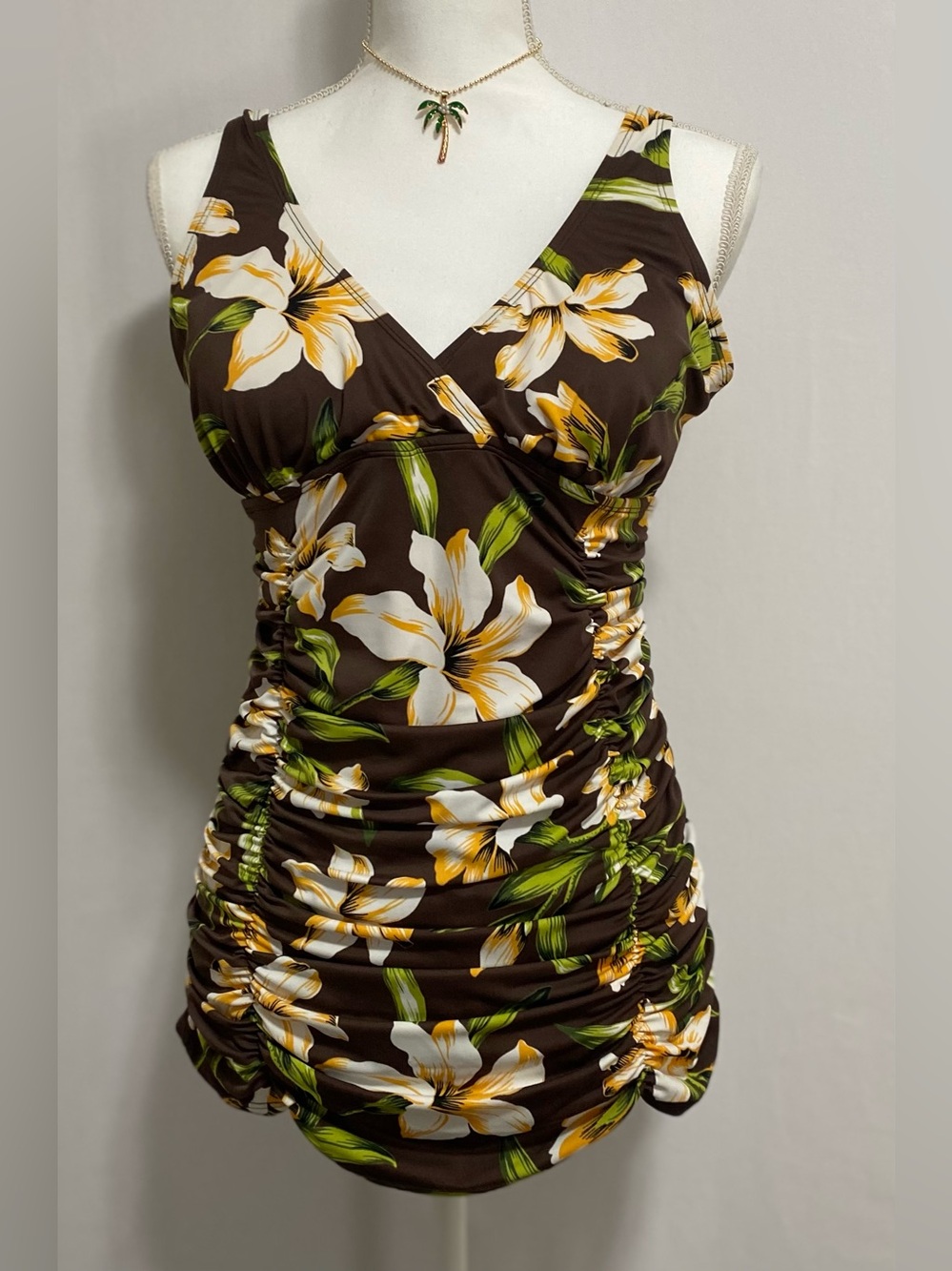 Tropical Escape Brown and Cream Swimwear